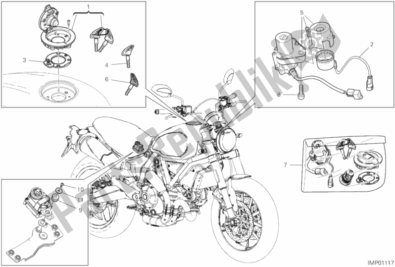 Wszystkie części do 13e - Urz? Dzenia Elektryczne Ducati Scrambler 1100 Thailand USA 2019